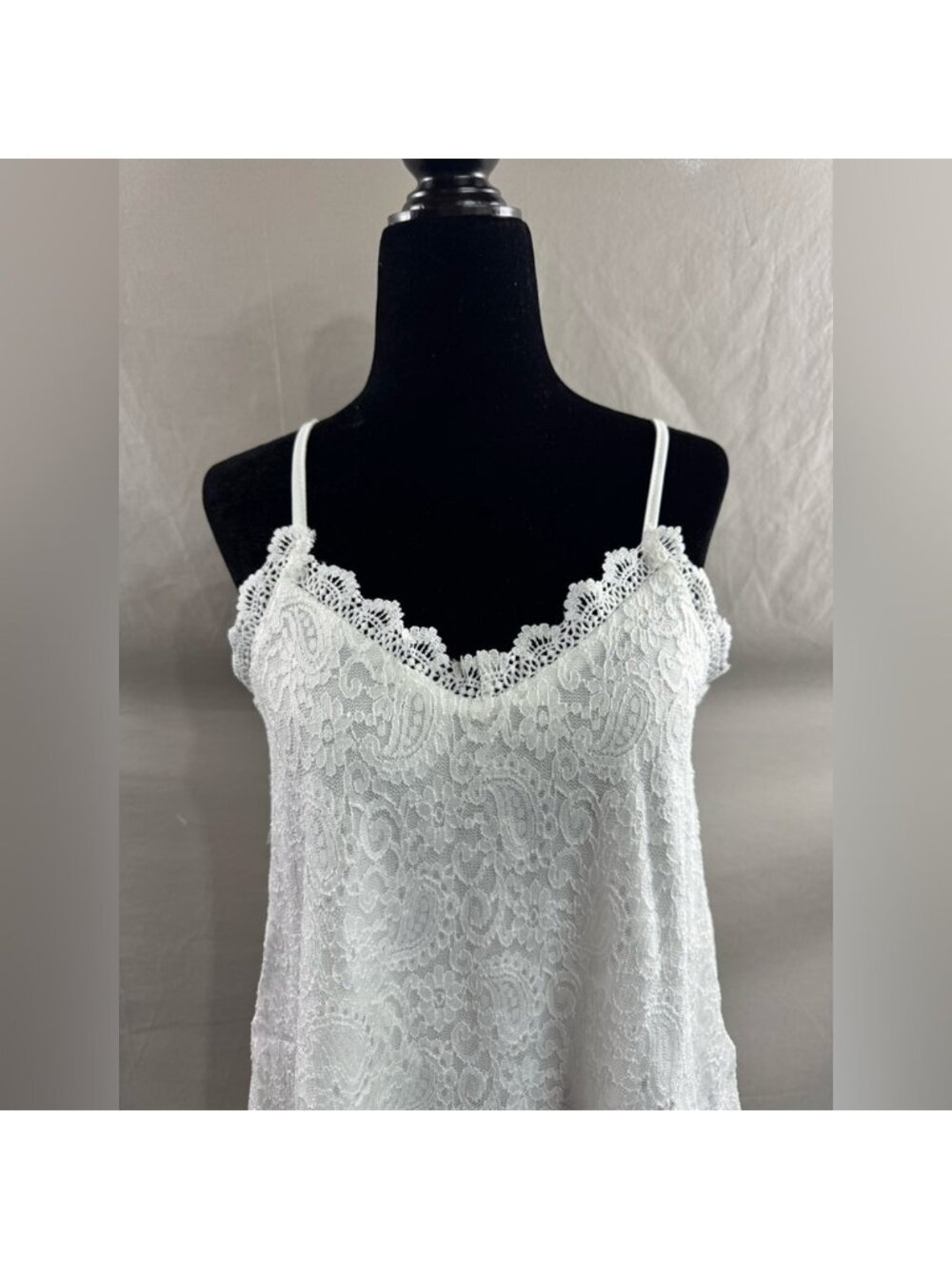 Boho Lace Spaghetti Strap Cami Top White - Picture 7 of 9